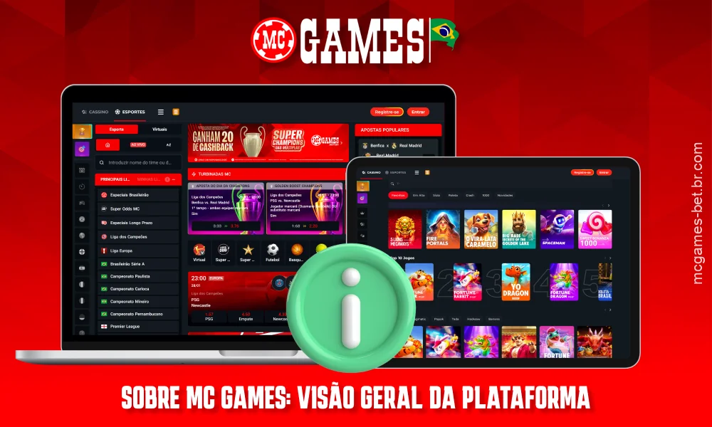 Visão geral do site de apostas esportivas e jogos de cassino MC Games no Brasil
